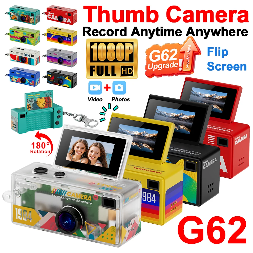 Câmera Mini Retro G62 com Chaveiro, Gravador HD 1080P, Flash Embutido, Câmera para Esportes ao Ar Livre, Filmagem de Vídeo, Câmera Infantil 2026