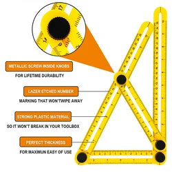 Professional Template Tool Angle Ruler Measuring Protractor  Activity Four-fold Ruler With Metric Inch Scale Gauging Tools