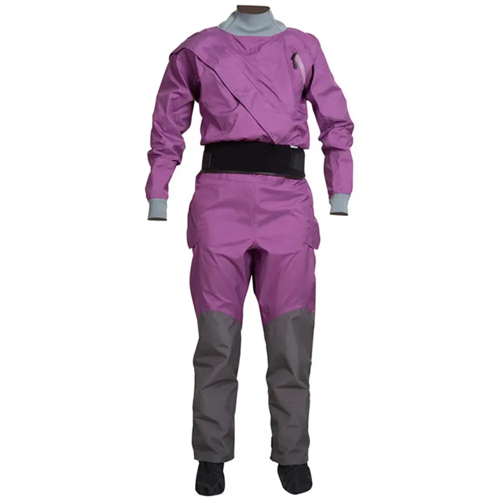 

Women's classic purple kayak dry diving suit 160D Taslon waterproof white water sportswear surfing rafting diving jumpsuit,