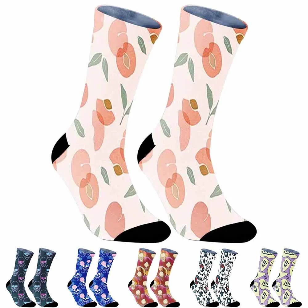 Men Women Cycling Socks Doughnut Skeleton Pattern Socks Happy Harajuku Skateboard Casual Socks New