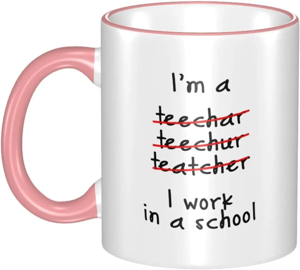 

Ceramic Coffee Mug, Tea and Water Cups, Birthday Gifts for Coworker "Teacher, I Work in a School" Milk Mug, Teacher's Day, 11 oz