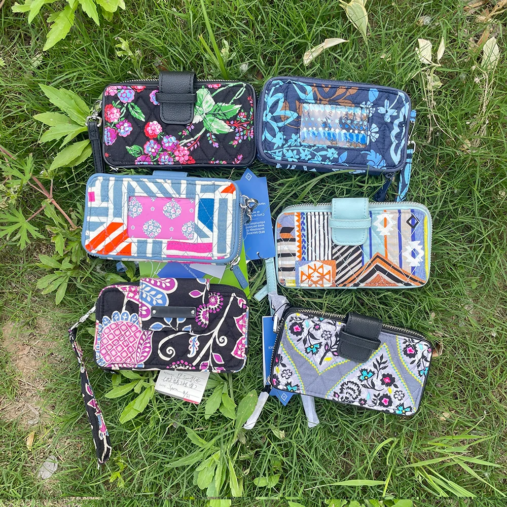 VbAmerican Rustic Cotton Flower Printing Wristlet Wallet, Folding Bag, Inforladies, Money Bag, Coin Hectare, Children, Girls, Women