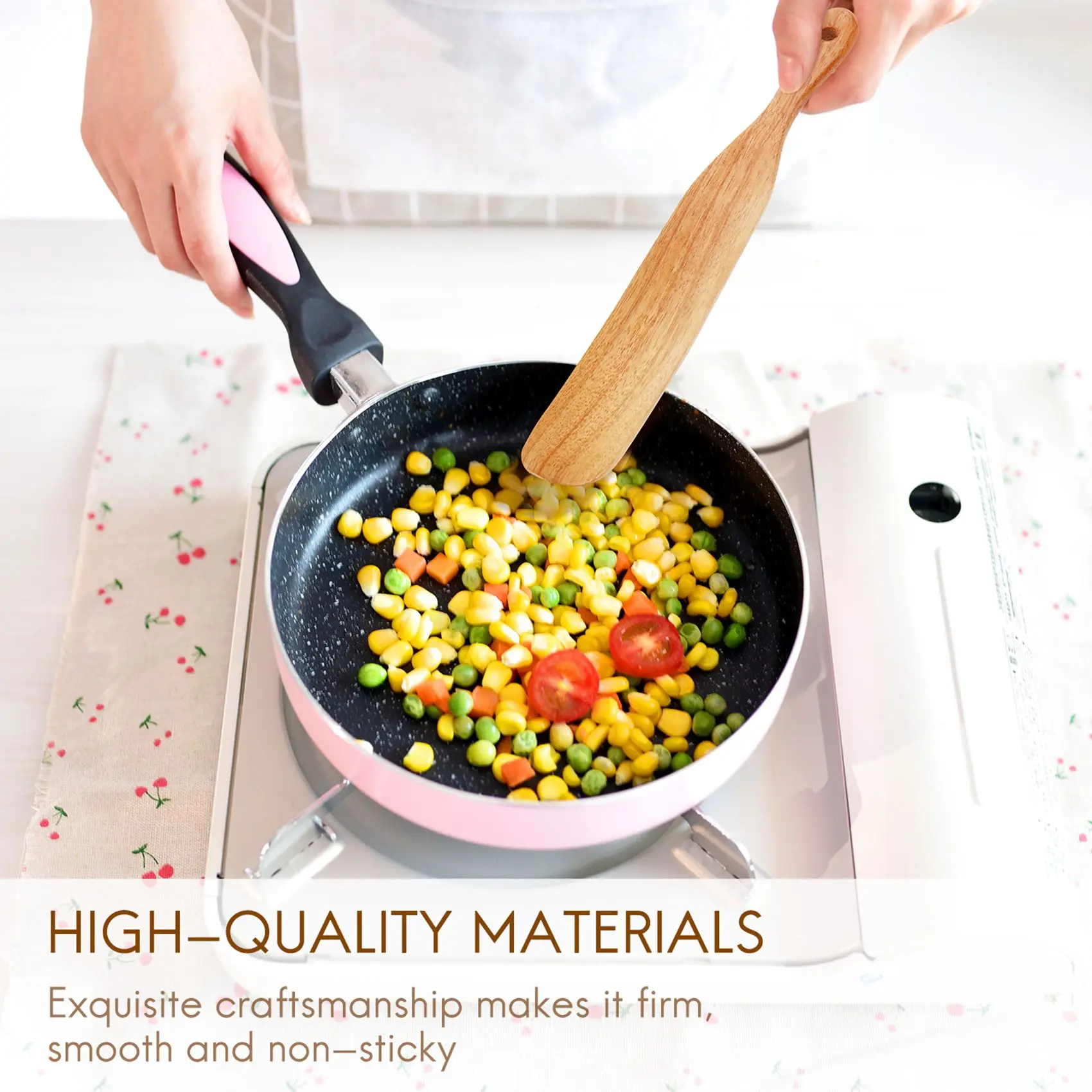 Set di spurelli in legno da 6 pezzi, set di spurelli in teak, spatola di legno termica, set di utensili da cucina, cucchiai di legno antiaderenti