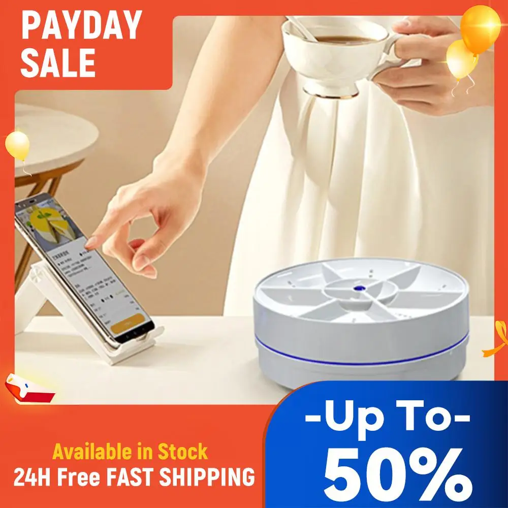 Portable Ultrasonic Dish Washer 2 Modes Wireless Dishwasher Bowl Washing Machine Household Sink Dishwasher for Household Kitchen