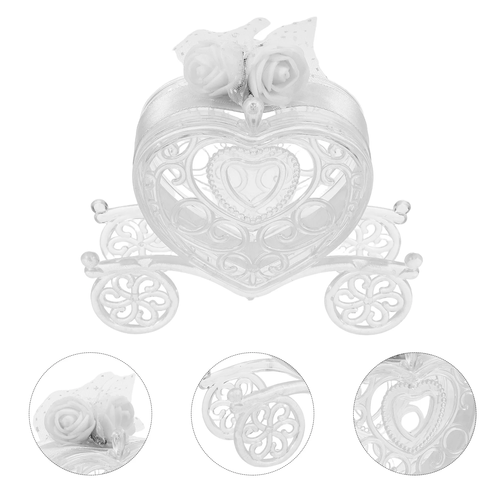 

6Pcs European Style Heart Carriage Candy Boxes Transparent Stable Wedding Party Favor Treat Containers Birthday Valentine's Day