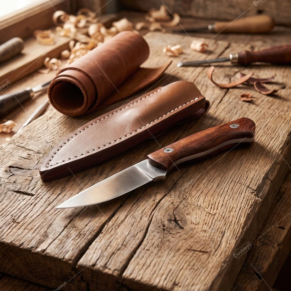 Bushcraft Knife Fixed - 高品質のポータブル実用的なストレートナイフ木製ハンドルキャンプピクニックロッククライミングハイキングアウトドアアクティビティシース付きEDCツール