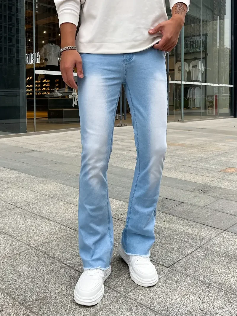 Mens Blue jeans solid color Slim Fit Quality Casual Male Jeans Pants Skinny Fit Men Pants Hip Hop Streetwear Denim Trousers