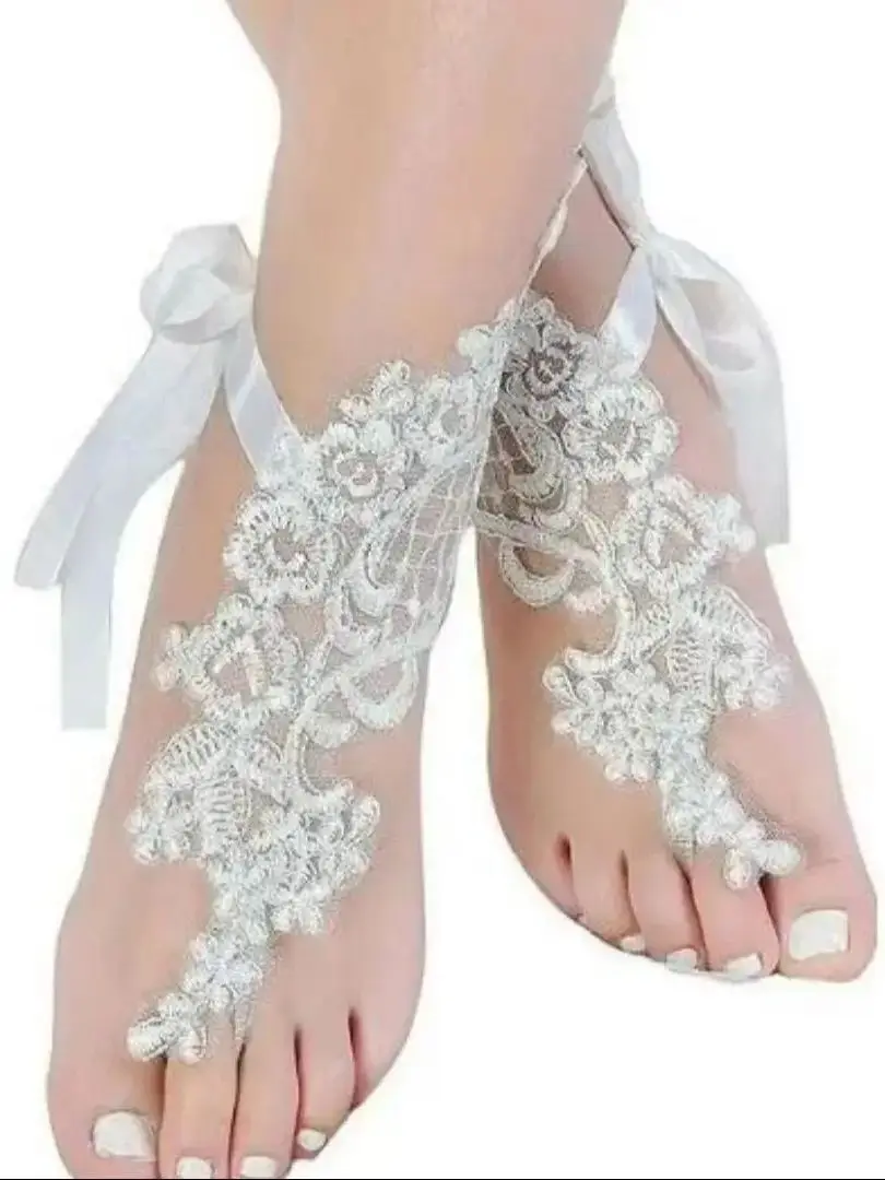 Scarpe da sposa in pizzo a buon mercato catene da sposa corte bianche per accessori da sposa per matrimonio in spiaggia spedizione gratuita