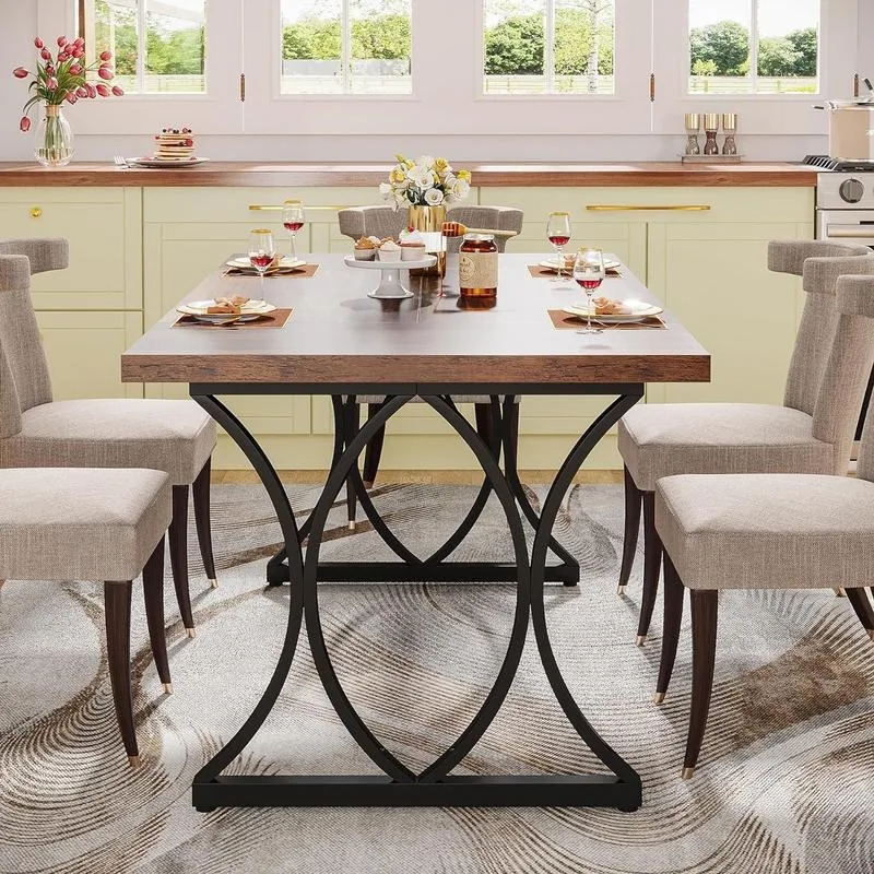 Industrial Dining Table for 6 People, Rectangle Kitchen Table Dinner Table for Dinning Room, Kitchen (Not with Chair)