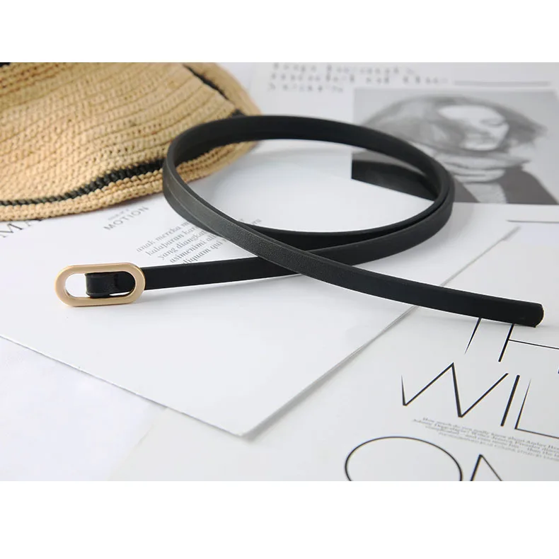 Non perforated waistband thin belt long shirt dress decorative waistband Ladies Slim Skirt Narrow Soft Leather Women Jeans Belt