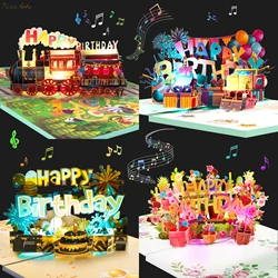 Birthday Card with Music & Light, Musical Birthday Pop Up Card, 3D Music Birthday Card