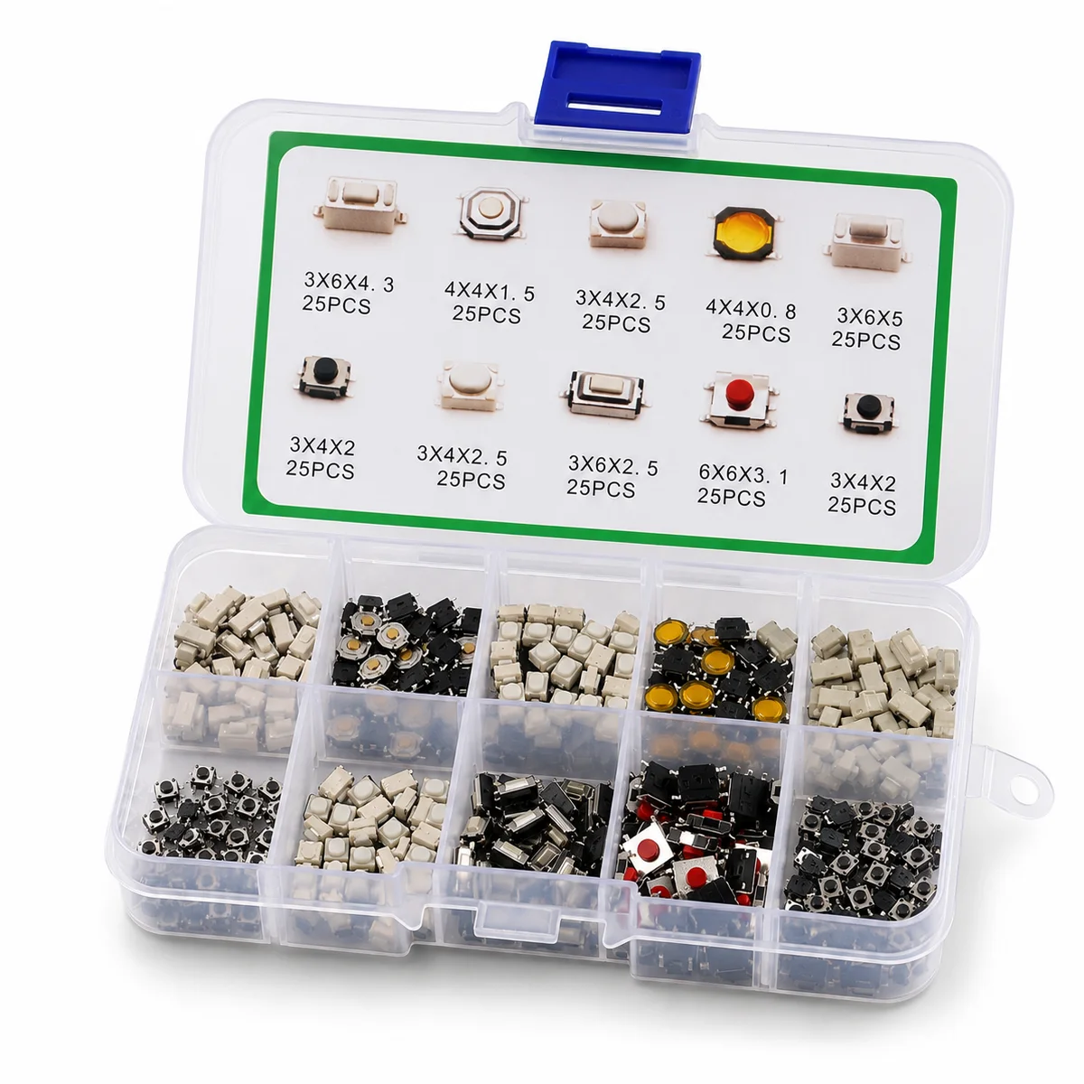 250Pcs 10 Types Light Touch Switch Car Keys Button Touch Microswitch Car Tactile Push Button Keypad Switch