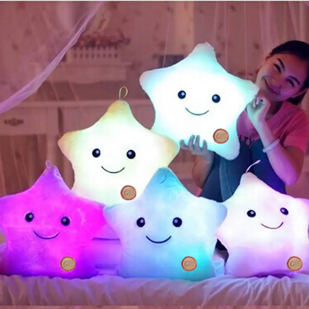 

Unique Luminous Pillow Vivid Star Design Glowing LED Light Cushion Plush Pillow Bedroom Sofa Birthday Creative Gift Toys for Kid