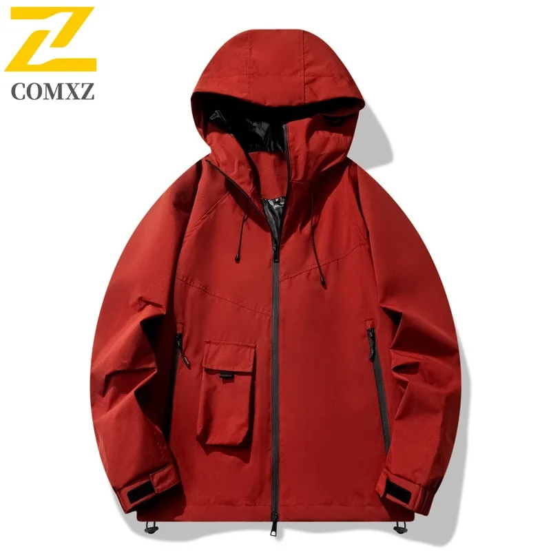 

COMXZ Luxury Jacket Men New Hooded Design Adventure Lightweight Windbreaker Solid Color Travel Comfort Motorcyclist Jackets