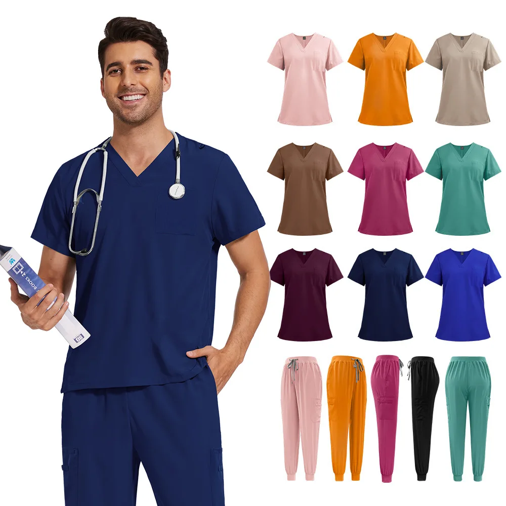 

New Style Men Medical Uniforms Women Scrubs Sets Nurses Accessories Tops Pant Dental Clinic Beauty Salon Spa Workwear Clothing