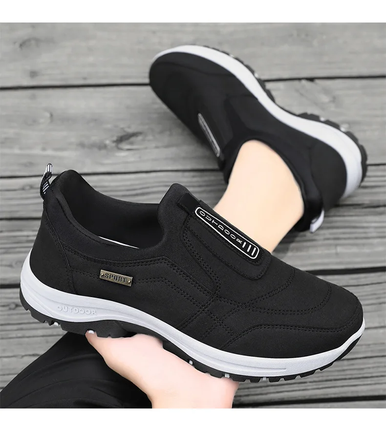 Wasserdichte Slip-On-Wanderschuhe für ältere Herren, rutschfest, stoßdämpfend, mit Profilsohle, für den täglichen Gebrauch im Freien, Freizeitschuhe, Wanderschuhe – Detail 12