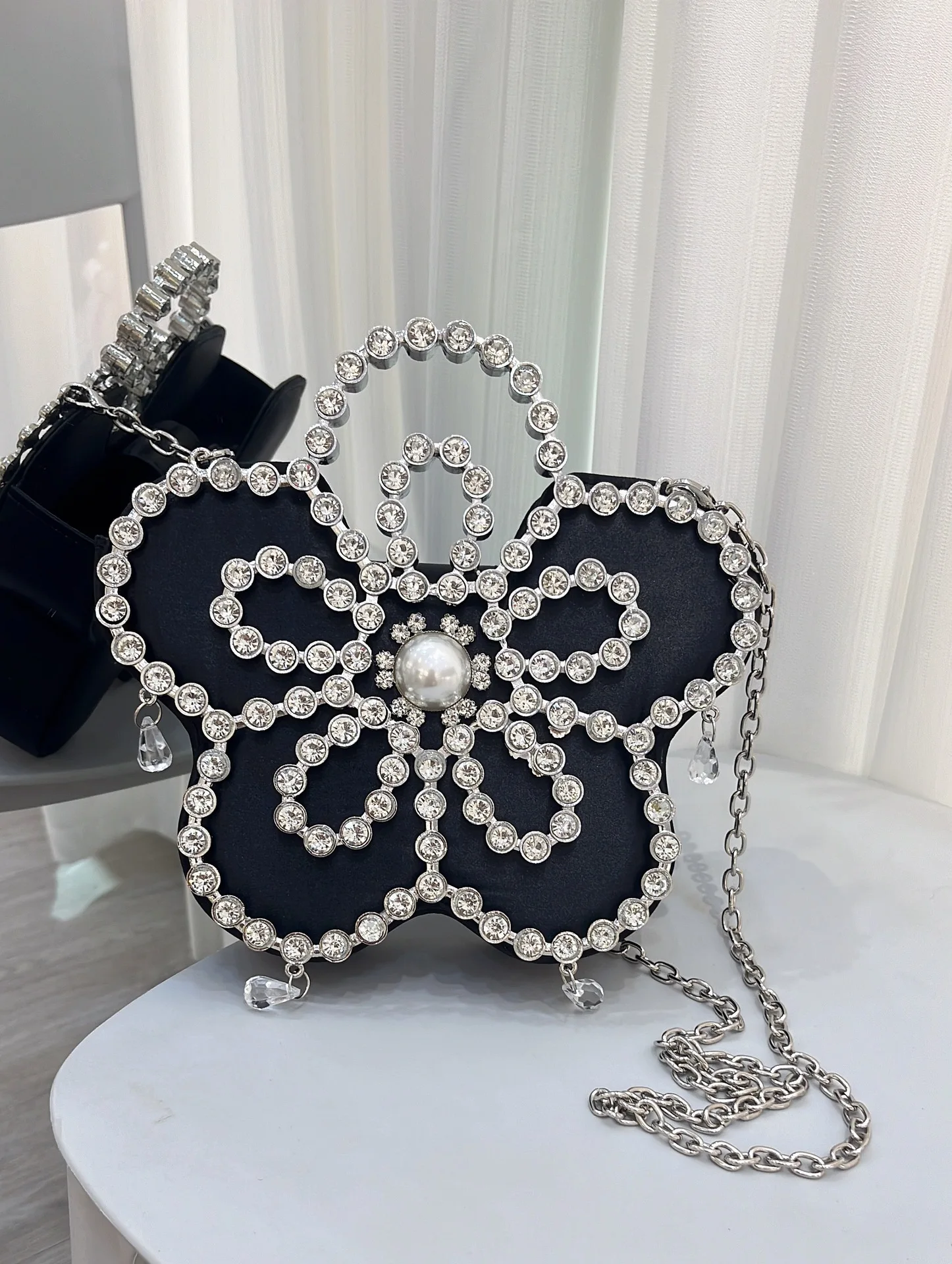 JIOMAY Fashion Evening Bags 2024 Luxury Bags Personality Metal Frame Flower Handbag Stylish Rhinestone Purses for Women