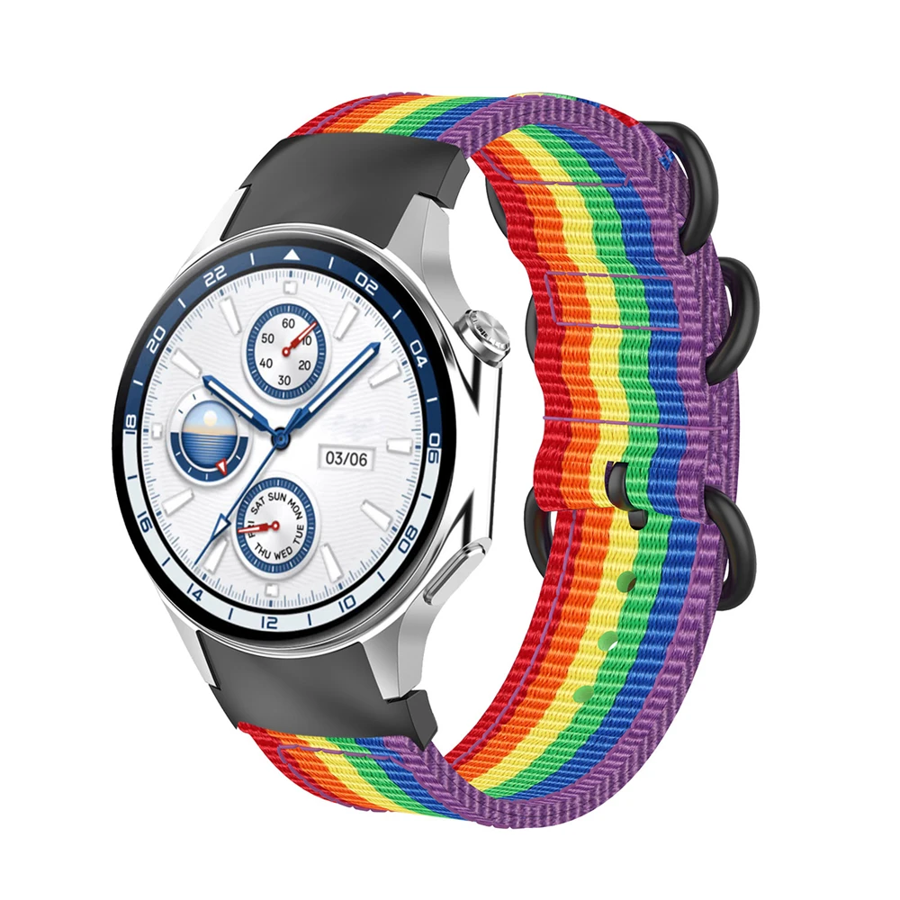 Cinturino in tela per OPPO watch X Oneplus Watch 2 smartwatch cinturino sportivo in nylon a righe colorate cinturino di ricambio traspirante