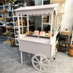 Customized wooden candy cart With wheels for wedding children wood display racks sweet bar cake party decoration