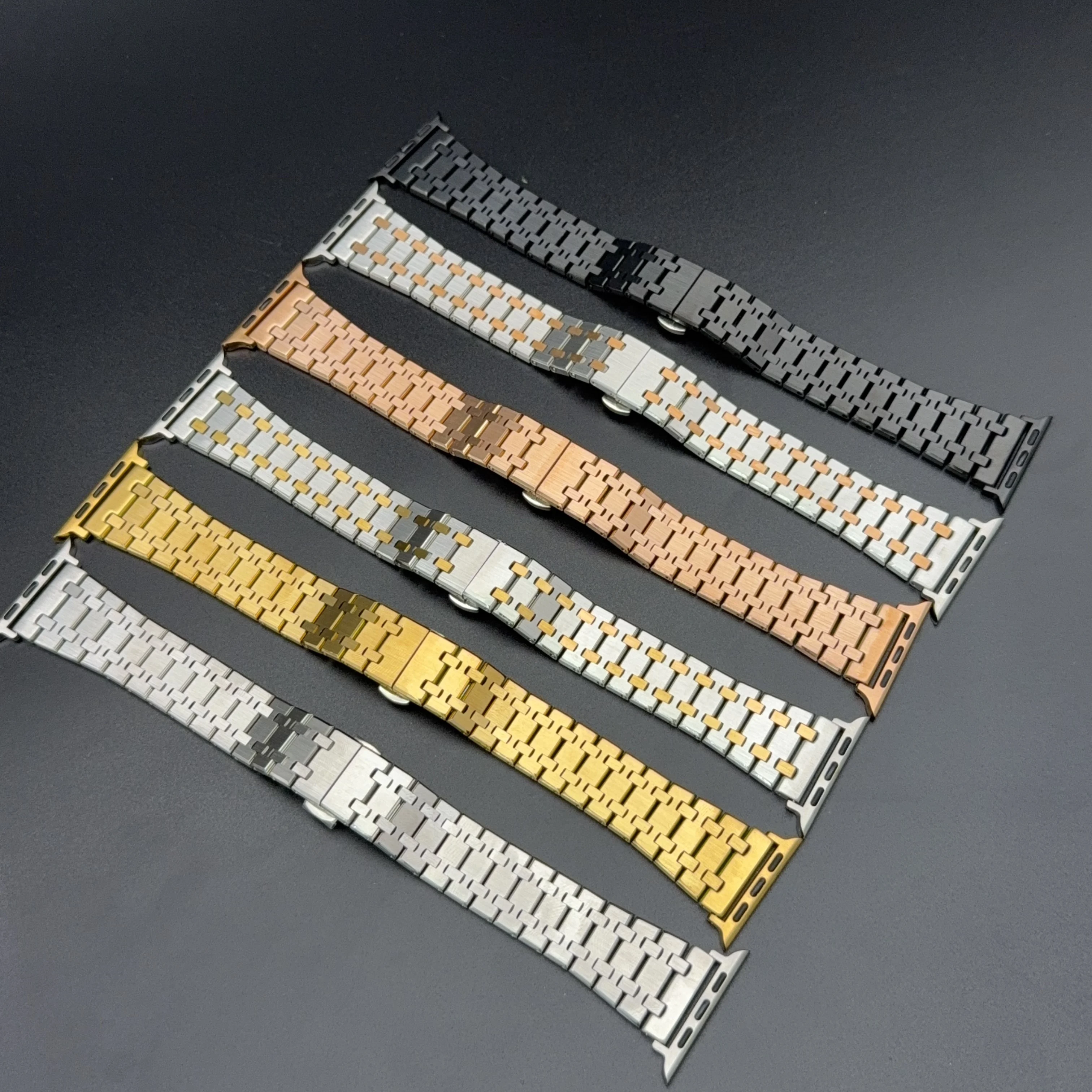 

Роскошный сменный ремешок из нержавеющей стали для Apple Watch Series 4/5/6/7/8/9/SE 41 мм/40 мм, корпус часов, металлический ремешок для iWatch