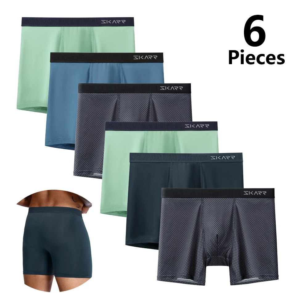 6pcs New Man Underpants Sexy Solid Color Men's Panties Set High Quality Mens Boxer Underwear Brand Polyester Male Trunks Shorts