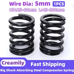 Creamily 1PCS Heavy Duty Big Shock Absorbing Steel Compression Spring Coil Spring Steel Springs Wire Dia 5mm OD25-60mm L45-200mm