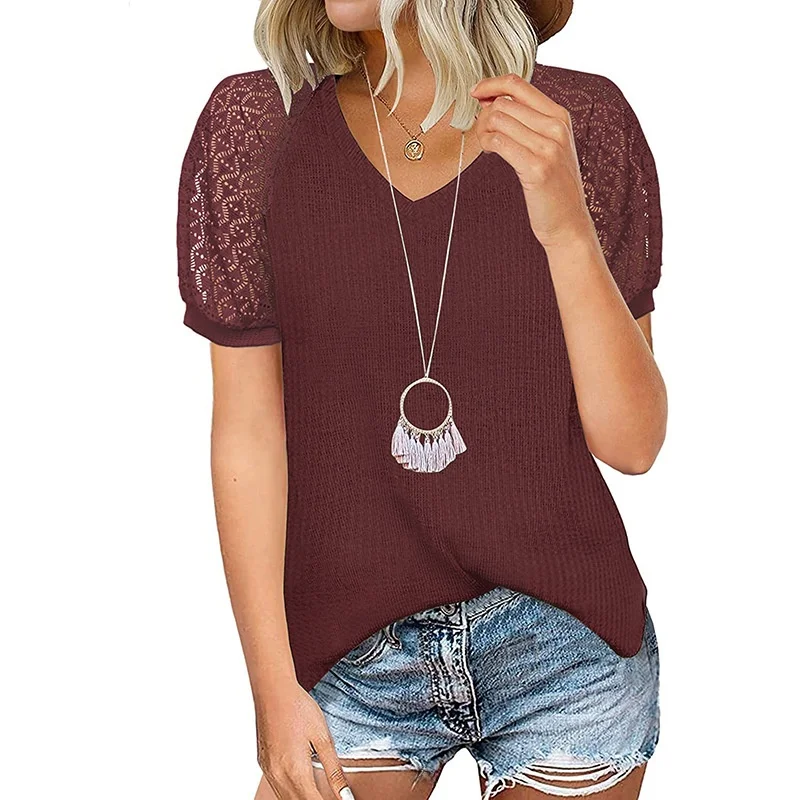 T-shirt en Vne pour femmes, décontracté, ample, Slim, couleur, autre matériau 00%, coupe ample, automne 2024