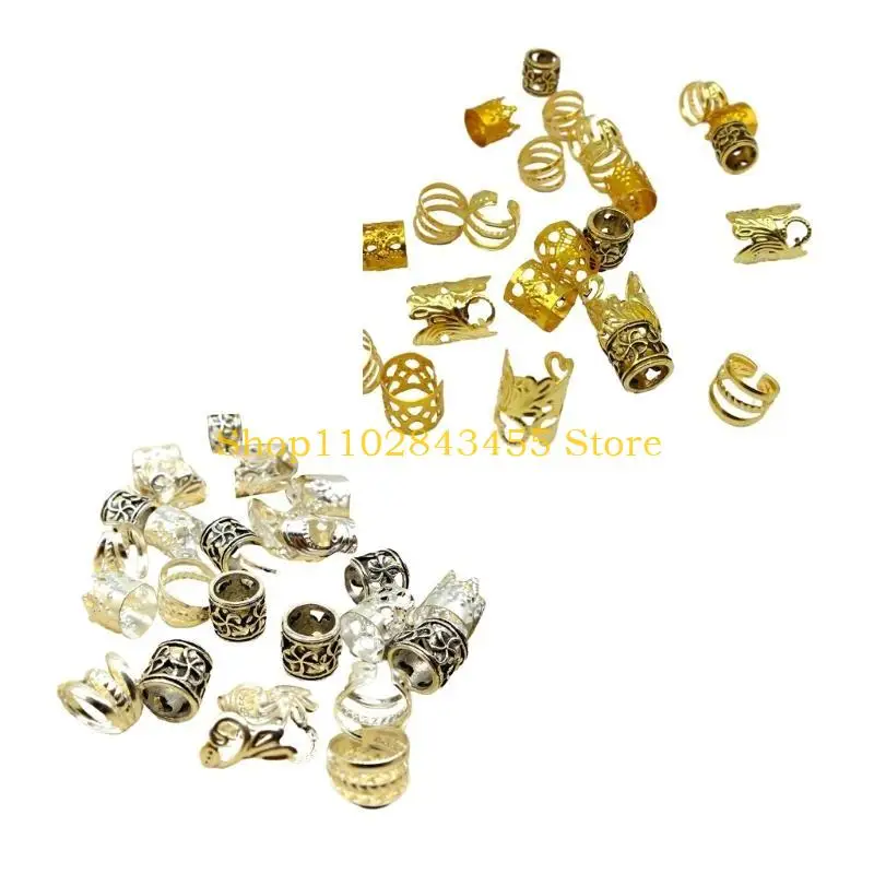 49MC 100 Pcs Braid Clip Hair Beads Loose Coil Hair Clip Dreadlock Bead Braid Rings Hair Rings Hair Jewelry For Braid