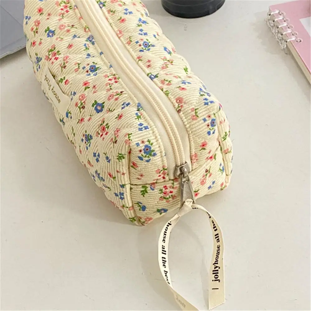 INS Fresh Floral Pencil Bags Korean Style Cute Student Pencil Cases Stationery Supplies Multi-Functional Handbag