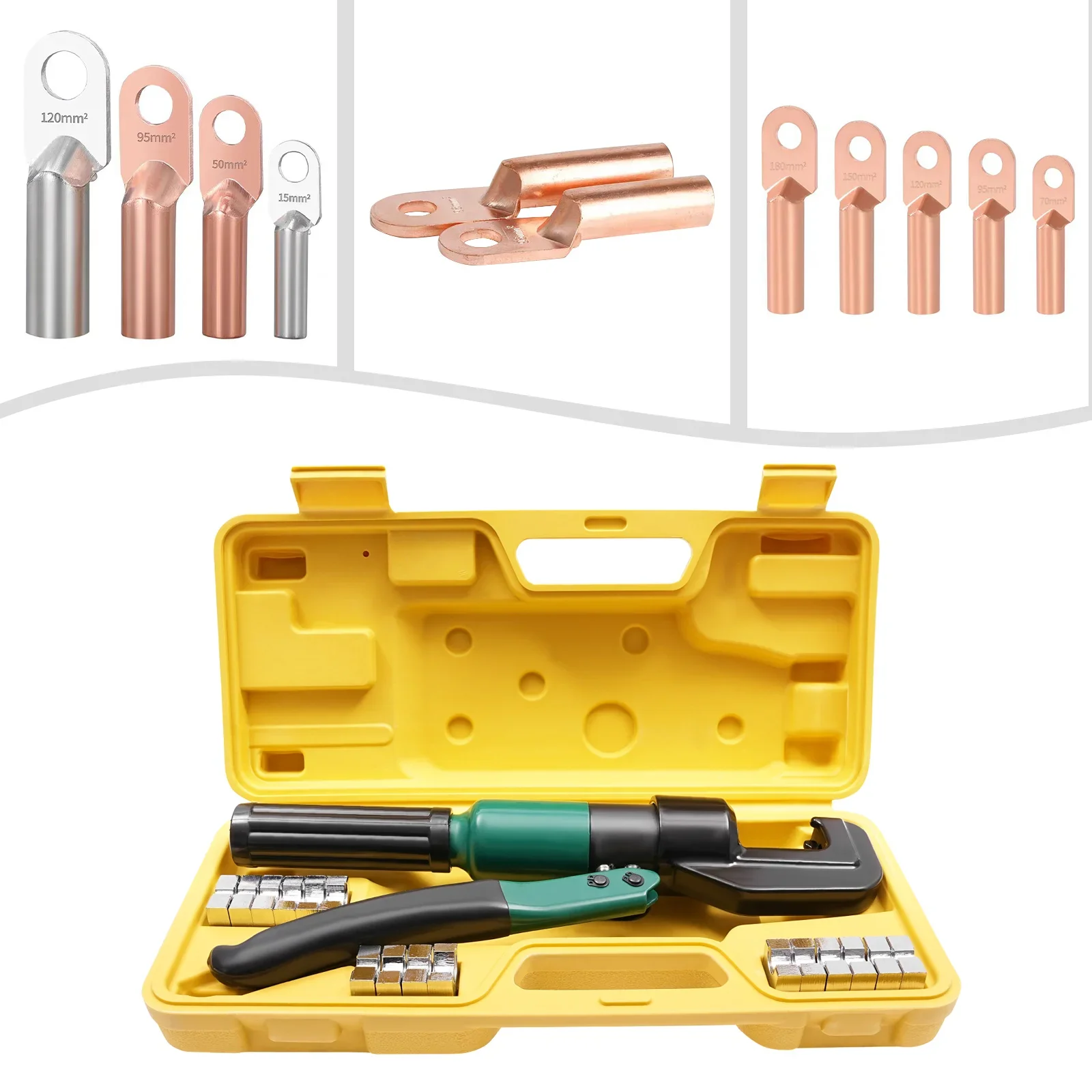 

Темно-зеленый ручной гидравлический обжимной инструмент, шестиугольный окружающий обжимной чугунный гидравлический обжимной инструмент с 8 парами штампов