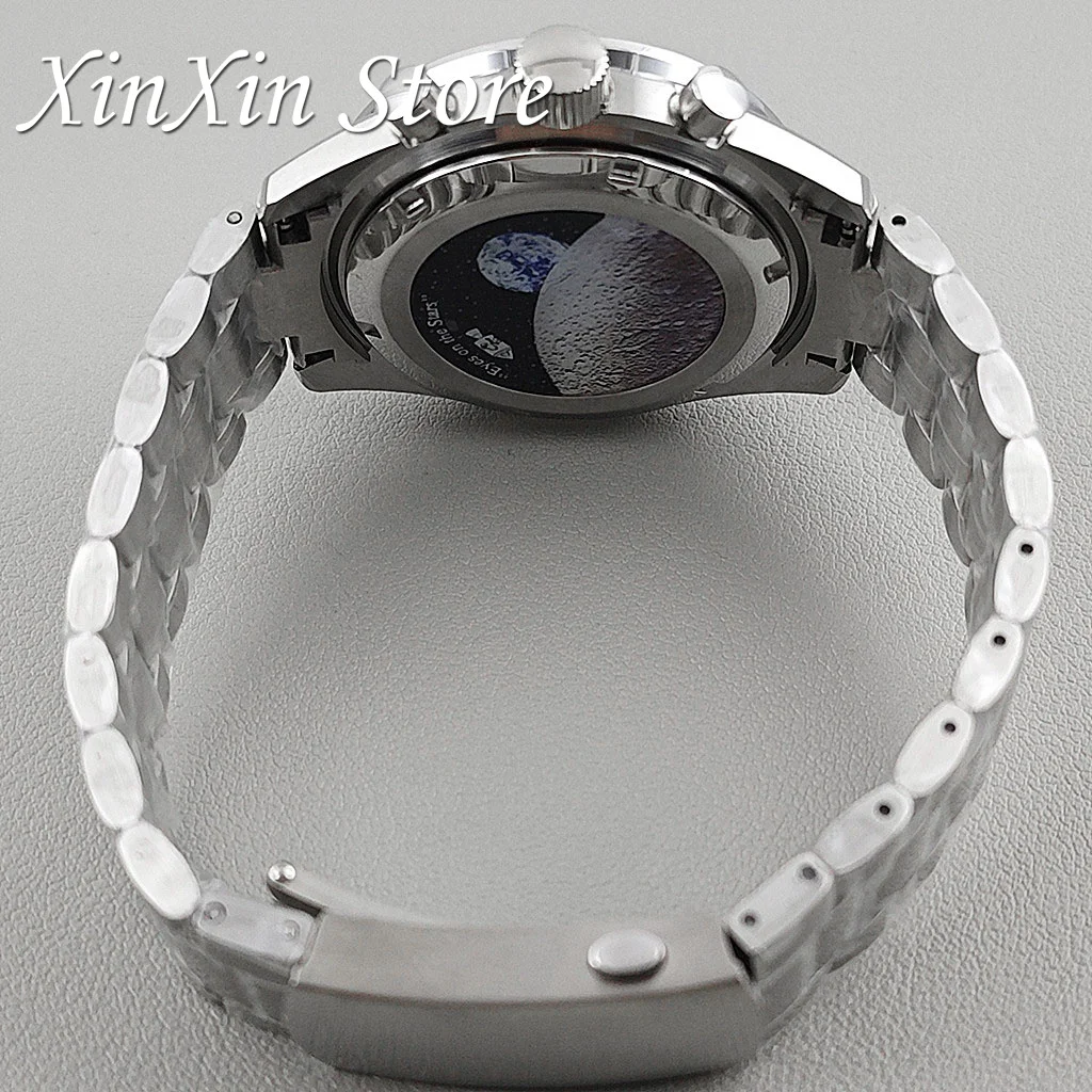 الأزرق الحافة VK63 39.7 مللي متر ساعة رجالي حافظة القمر نمط الظهر كرونوغراف ل VK63A VK63 VK64 حركة الكوارتز يناسب 20 مللي متر حزام