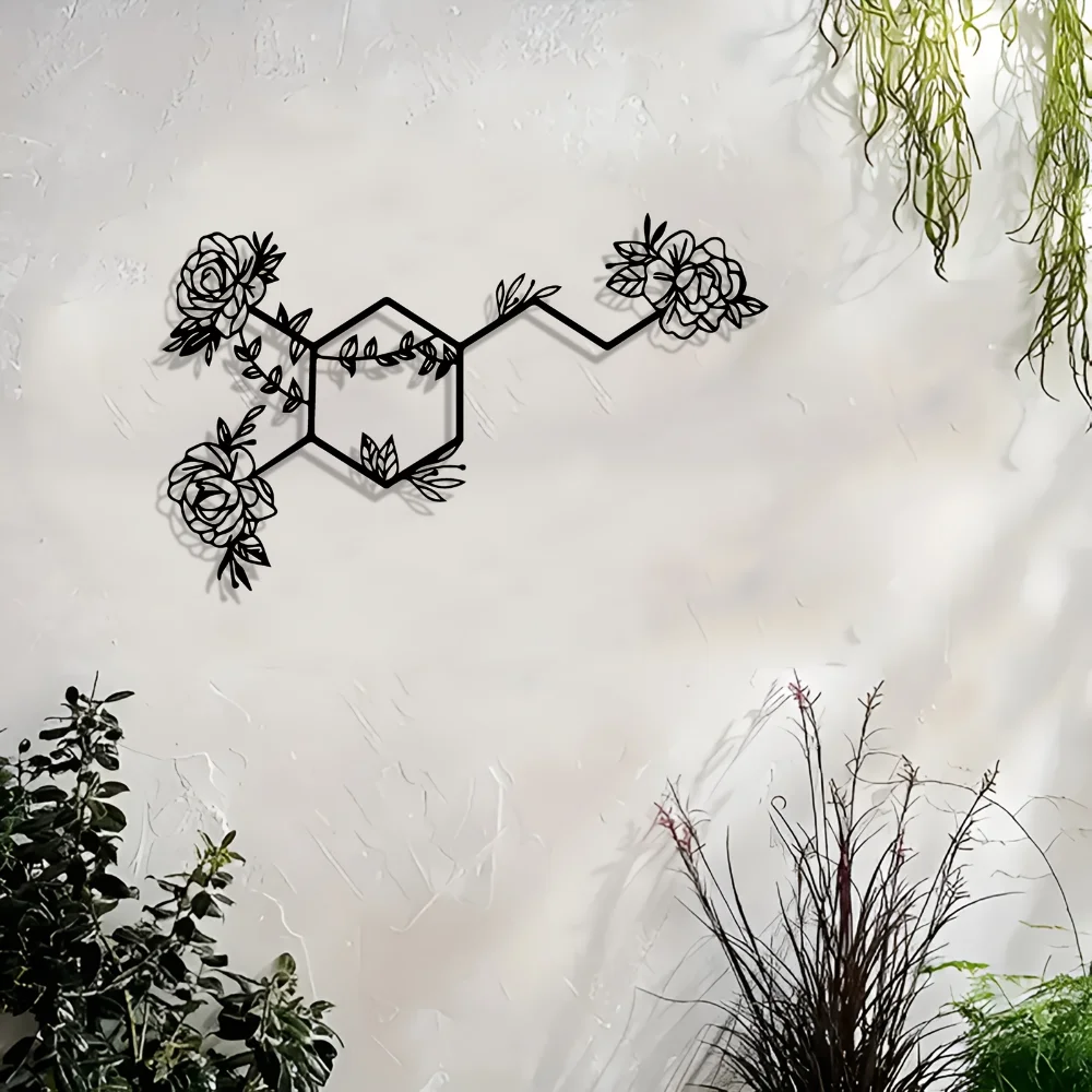 CIFBUY Iron Wall Art Modern Dopamine Molecule Metal Sculpture Hanging Plaque Rustproof Home Office Decor Ornament Accent