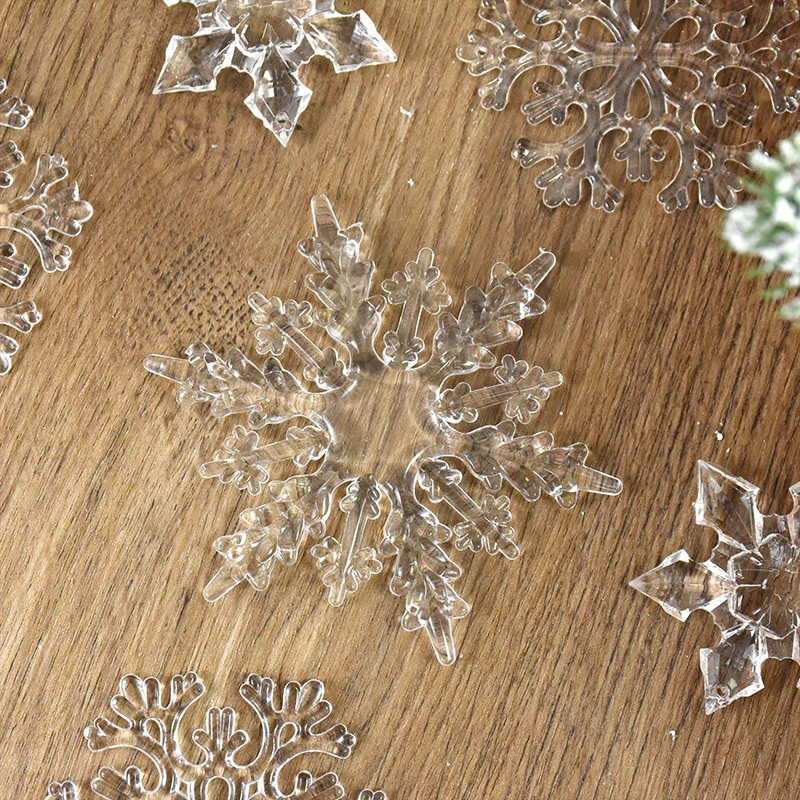 Ornements de flocon de neige en acrylique transparent, arbre de Noël, pendentif de Noël, décorations pour la maison, nouvel an, 2024, 3 pièces