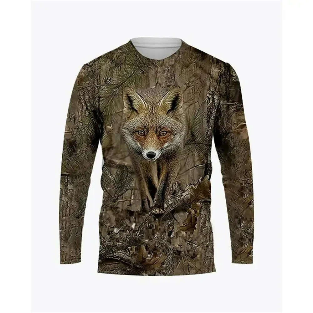 

Camouflage Wild Hunting Animal Graphic t shirts 3D printed men's and women's streetwear T-shirt clothing O-neck long sleeved Tee