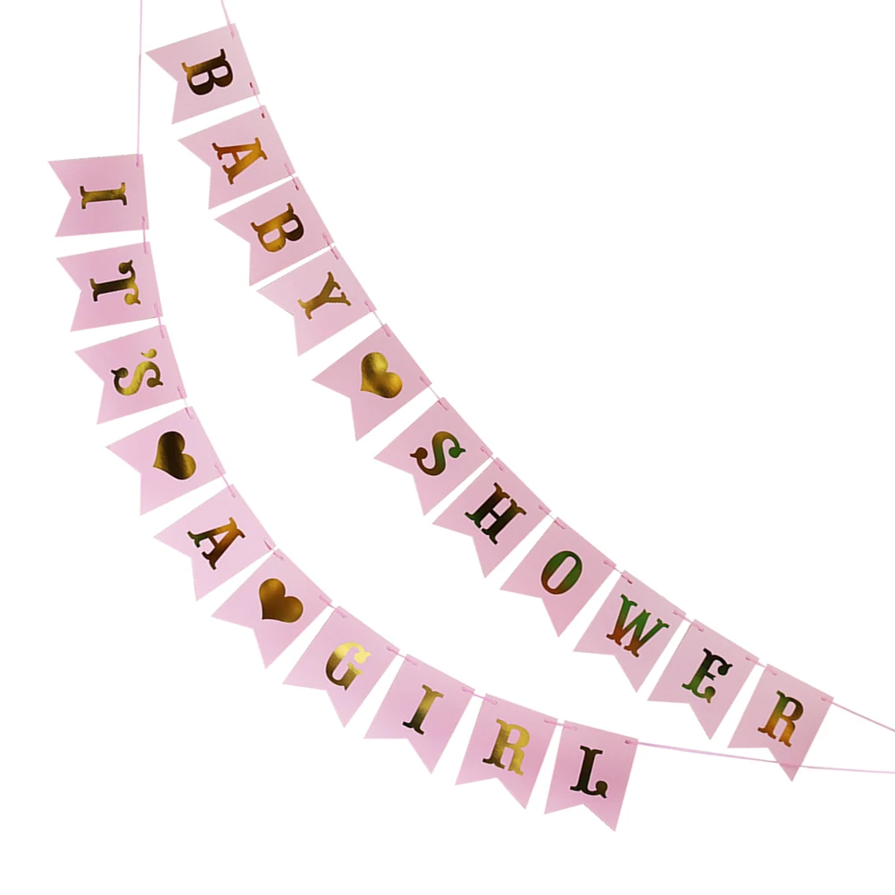 

2pcs Letter Pull Flag Banner for Baby Shower Decor Girl Boy Birthday Party Banners Garland Paper DIY Decorations