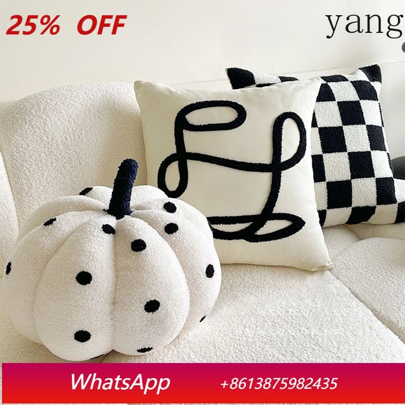 

LTT sofa pillow living room geometric simple black and white checkerboard cushion