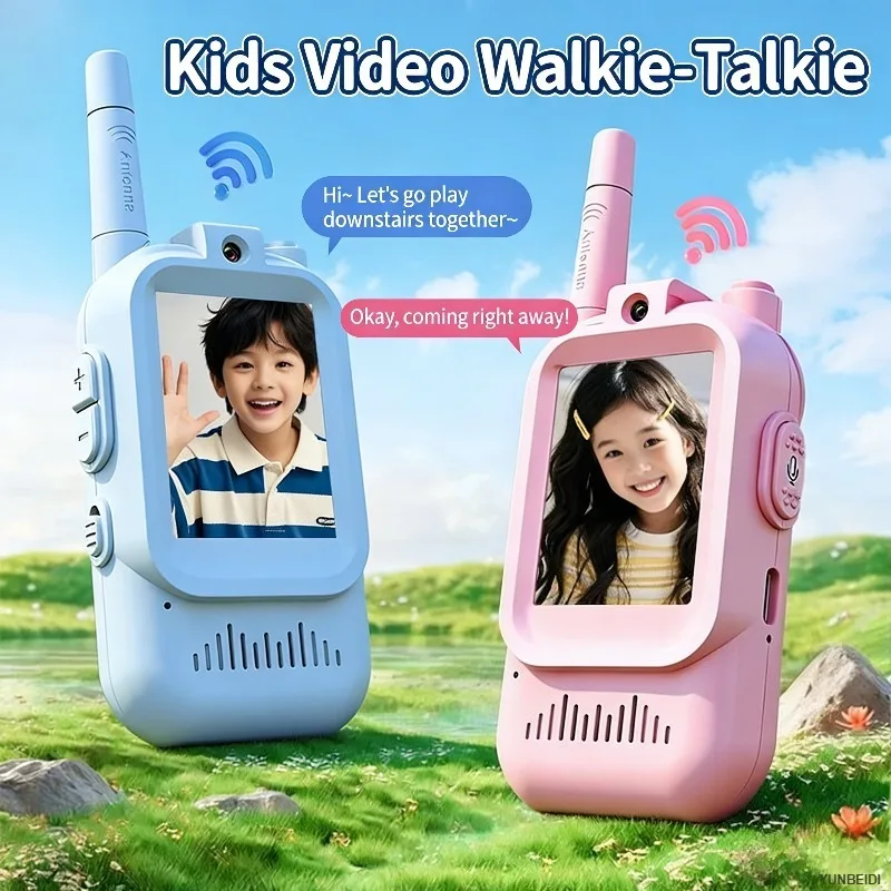 2PCS Kids Video Walkie Talkies USB Charging Indoor and Outdoor High Definition Intercom Children's Toys Birthday Gifts Ages 3-12