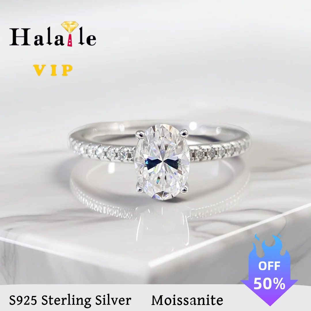 

Кольца Halaile 1-4 карата 5*7 мм с муассанитом, серебро S925 для женщин, сверкающие ювелирные изделия, овальная огранка, подарок для вечеринки, свадьбы, помолвки