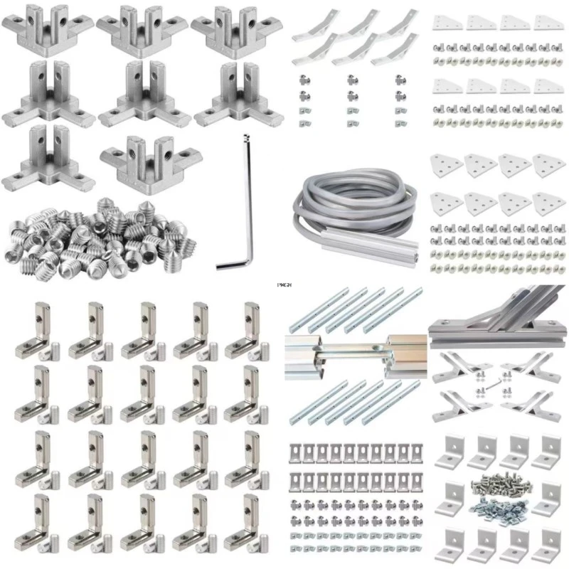 

2020 Aluminum Extrusion T/V Slot Corner Bracket 20S Extruded Right Angle Connector with Screw for 1010 2020 Aluminum Profil Rail