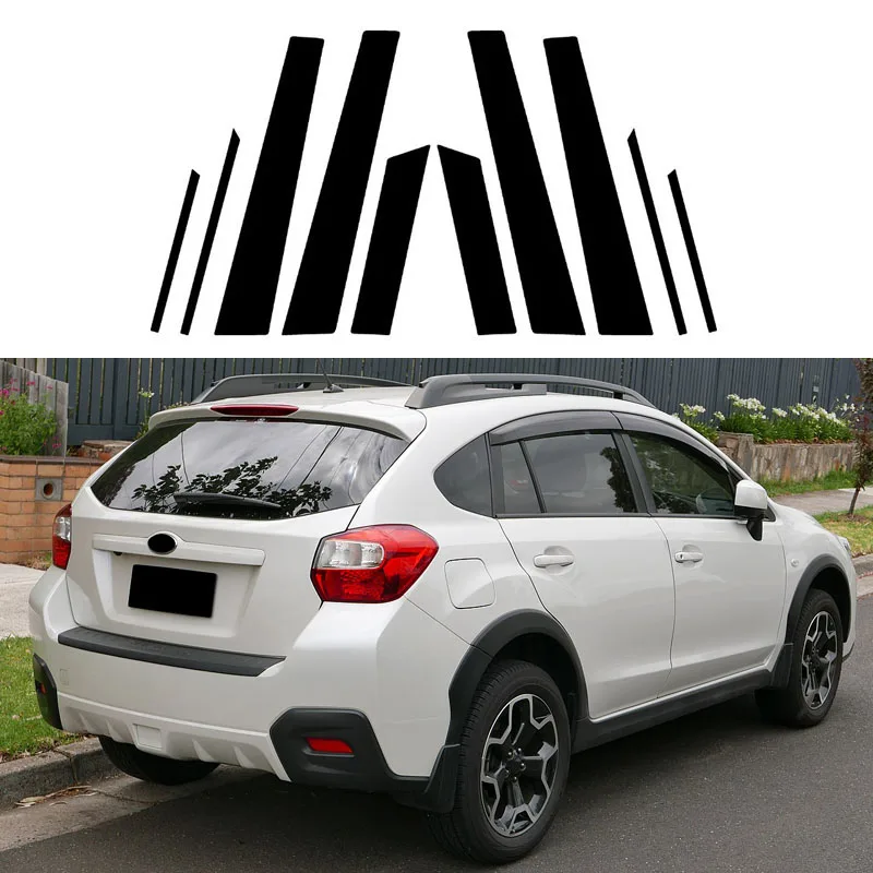 10Pcs Gloss Black Pillar Posts Fit For Subaru XV Crosstrek 2013 2014 2015 Door Window BC Column Trim Stickers Decoration