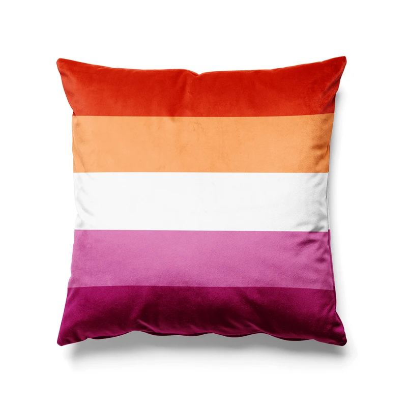 Aertemisi 18'' x 18'' Orange Pink Lesbian Flag 5 Stripes Rainbow LGBT Throw Pillow Cushion Covers Cases Pillowcases 45cm x 45cm