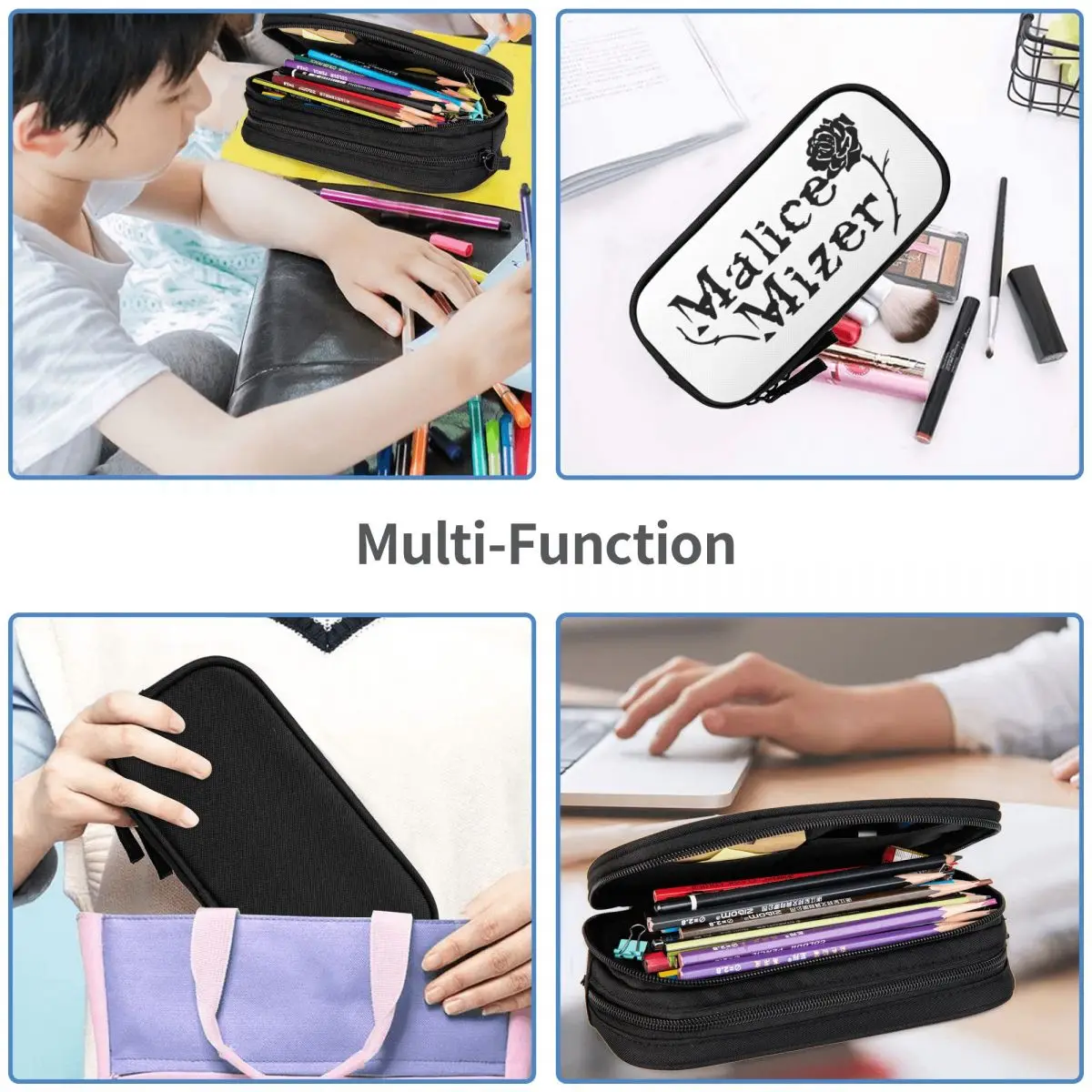 Malice Mizer Rock Band Pencil Case Double Layer Large-capacity For School Pencil Box Gift
