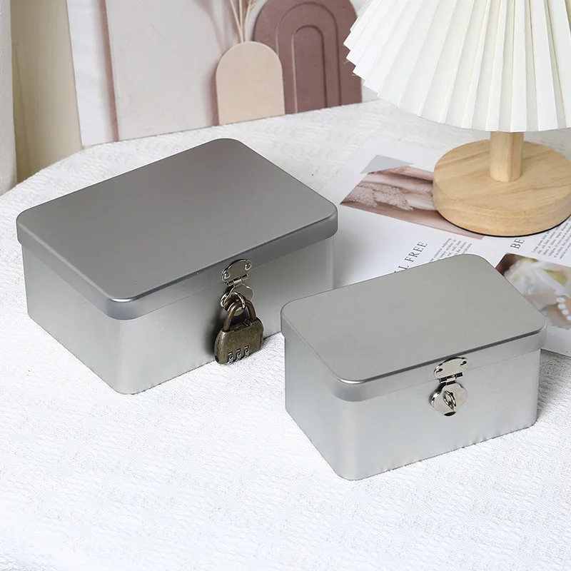 Lockable wrought iron storage box multifunctional jewelry coin organizer decorative home iron case