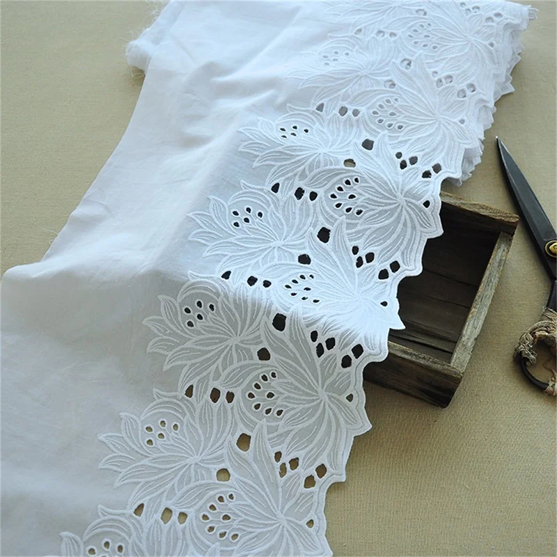 1 Yard Wide Embroidery Cotton Lace Trim Eyelets floral cotton for DIY Craft Clothes Dress Sewing Accessories Supplies Baby