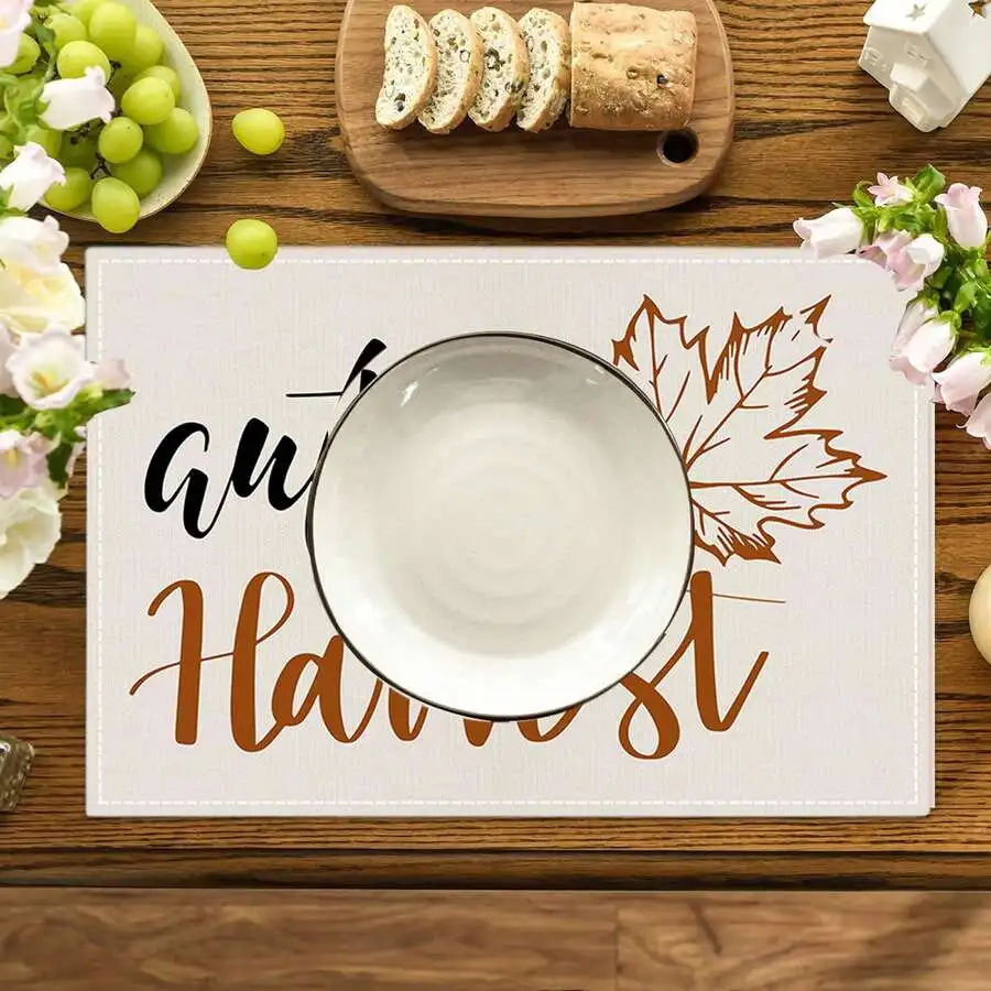 11.81*17.72inches Thanksgiving Placemats Heat-Resistant Fall Table Mats Coasters For Parties Kitchen Dining Table Decor