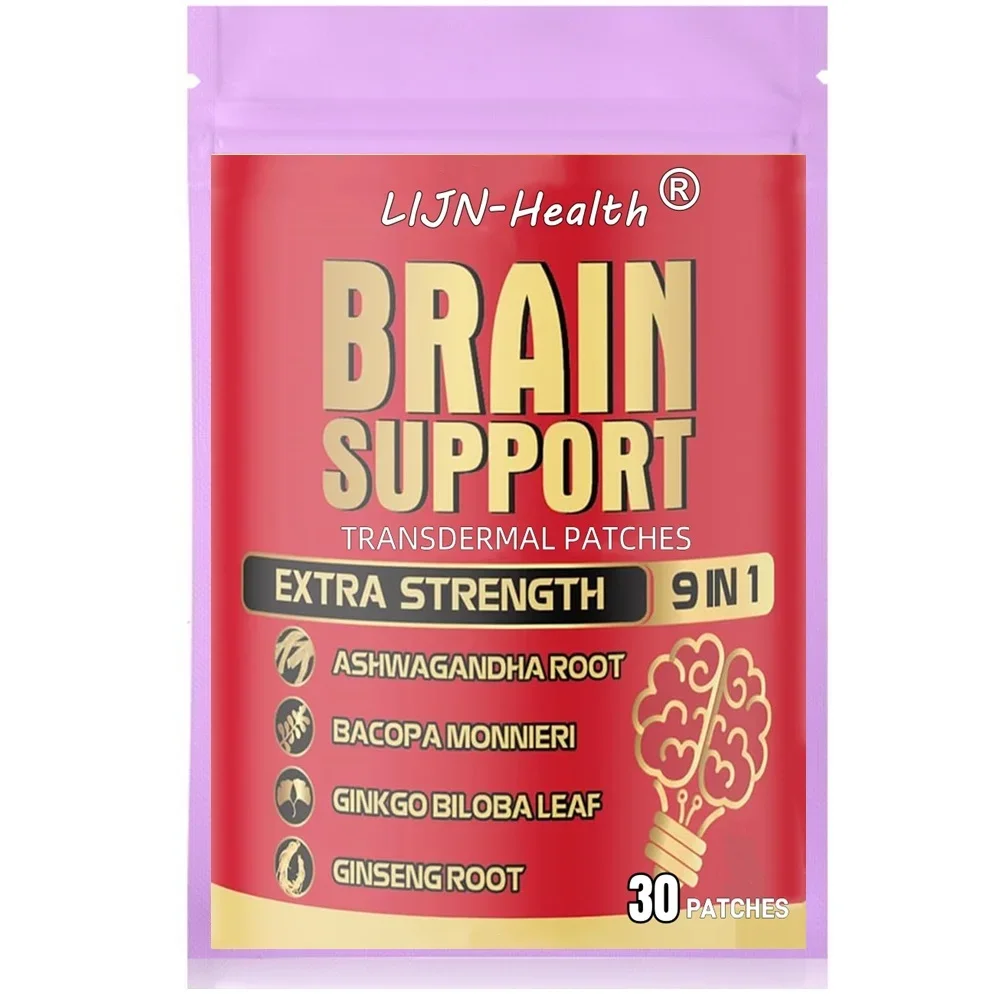 

30 Patches 9 in1 Brain Support Transdermal Patches With Ashwagandha Root, Gotu Kola, Bacopa Monnieri and More