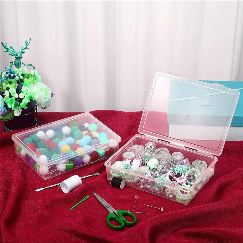 

6 Pcs Plastic Storage Box With Lid Multipurpose Craft Organizer Plastic Containers Clear Pencil Case-A05I