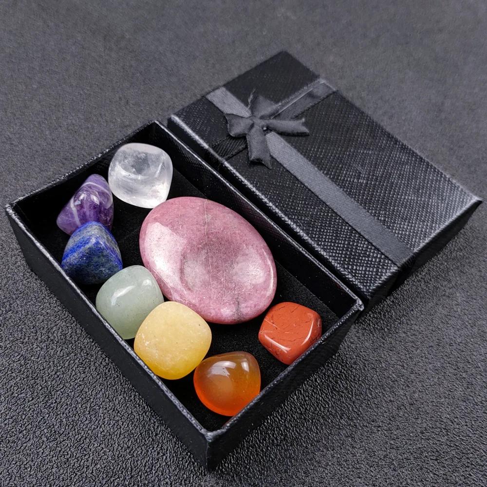 

Heart healing Stone meditation Pendant gift box Quartz Crystal Amethyst Chakela Gemstone Bracelet Mineral Ornaments Hexagon