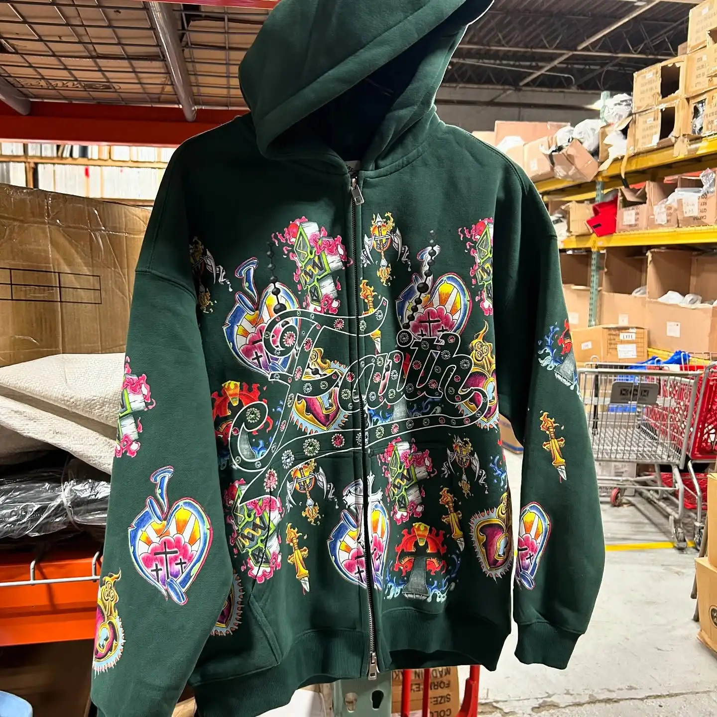 American Retro Hooded Sweater For Men And Women Lovers God Lazy Wind Printed Hooded Long Sleeve Zipper Hooded Sweater Promo