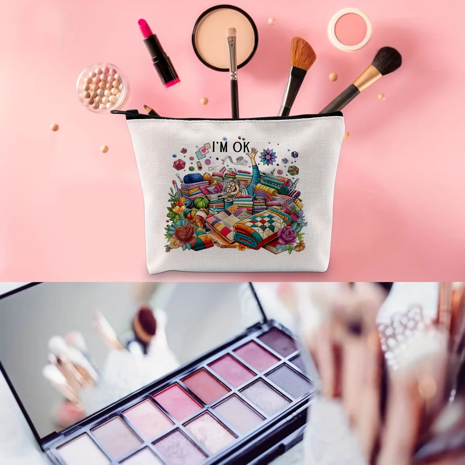 Zabawny wzór do szycia kosmetyczki - urocza, wielofunkcyjna kosmetyczka na zamek dla kobiet, torba do przechowywania biżuterii.